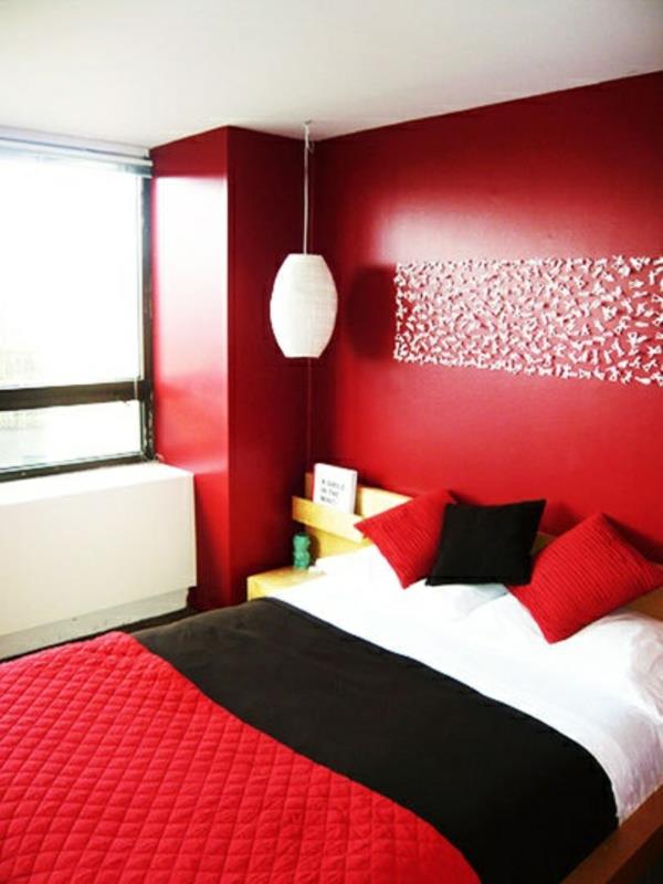 makuuhuoneen värit seinävärit makuuhuone punainen musta