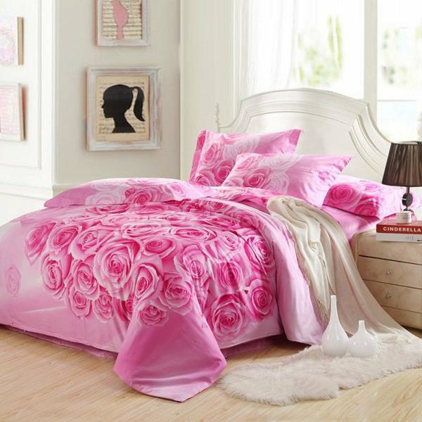 makuuhuoneen suunnittelu vaaleanpunainen vuodevaatteet matto