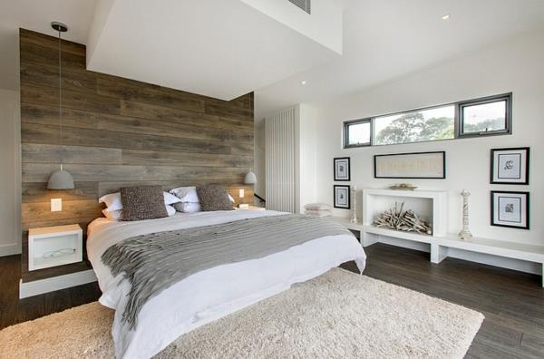 makuuhuoneen minimalistinen sisustusidea täydellinen sisustus harmaa päiväpeite