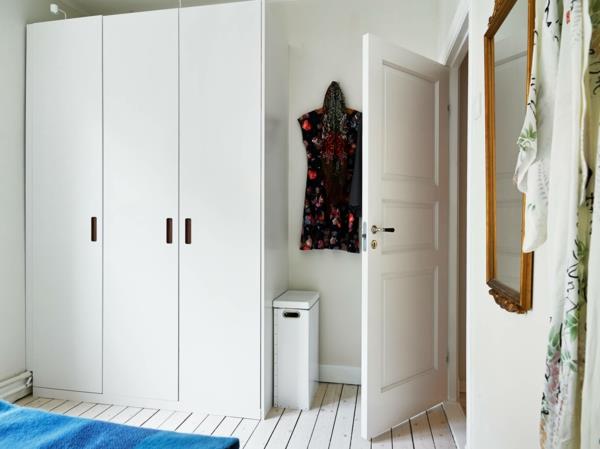 makuuhuone ideoita skandinaaviseen tyyliin sänky vaatekaappi