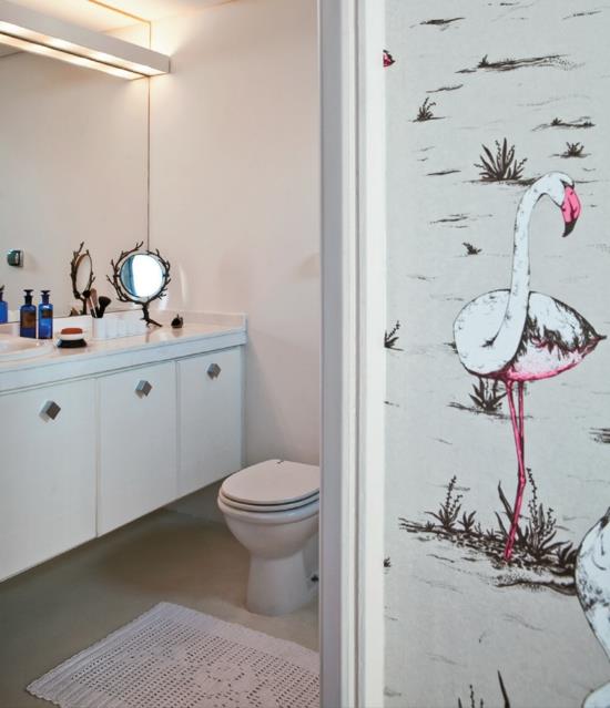 makuuhuoneen ideoita haikara seinä tapetti kuvio kylpyhuone