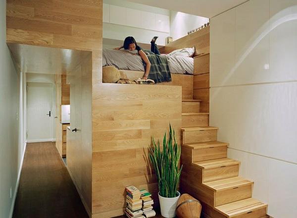 studio -portaiden kompakti makuuhuone -ideoita