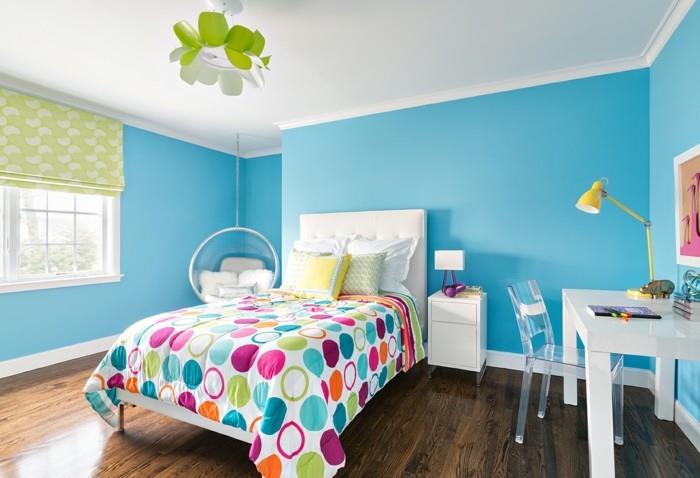makuuhuoneen ideoita seinän suunnittelu sininen seinämaali seinämaalaus