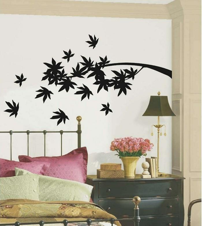 makuuhuone ideoita seinän suunnittelu kaunis seinä tarra kukka koristelu