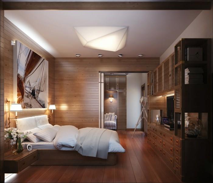 makuuhuoneen ideoita lämpimiä sävyjä moderni valaistus