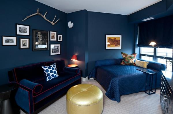 makuuhuoneen sisustus moderni nykyaikainen sininen