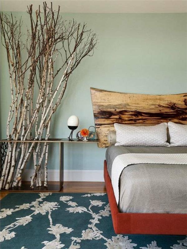 makuuhuoneen maalaistyyliset kauniit maton oksat sisustusideoita