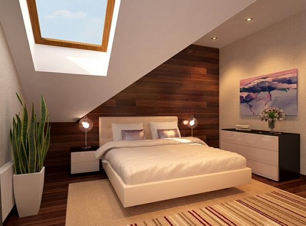 makuuhuoneen minimalistiset ideat kattoikkunat sivulaudat kiiltävät