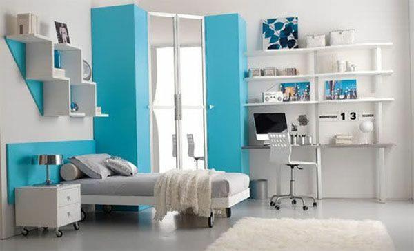 makuuhuone moderni sisustus nuorisohuone sininen
