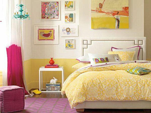 makuuhuone moderni muotoilu nuorisohuone keltainen päiväpeite