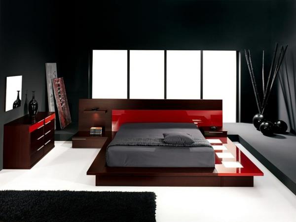 uudistaa makuuhuone kiiltävä punainen valkoinen lattia