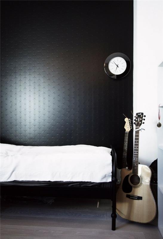 makuuhuone musta koti ideoita kitara