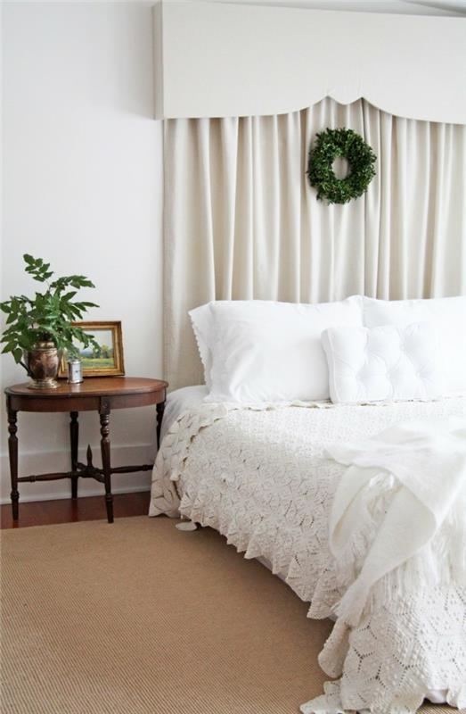 makuuhuoneen valkoiset koriste -ideat istuttavat tyylikkäät verhot