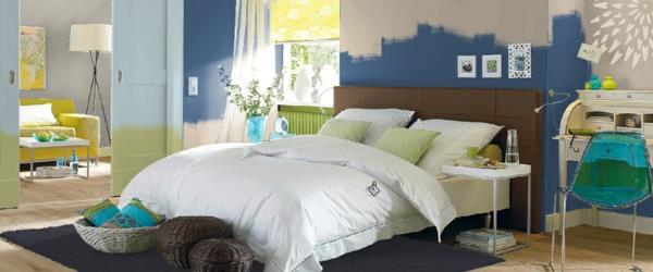 makuuhuoneen seinien maalaus värisuunnitteluideoita seinän värit