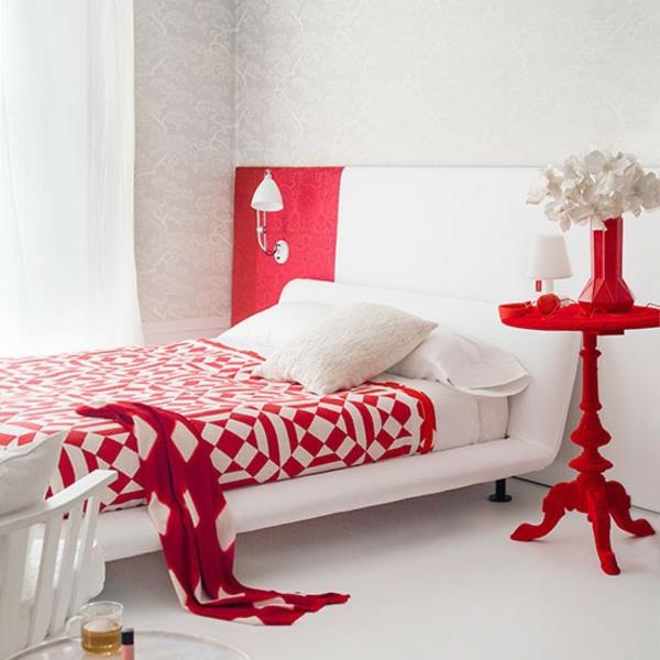 makuuhuoneen sisustusvärit design deco -ideat punainen