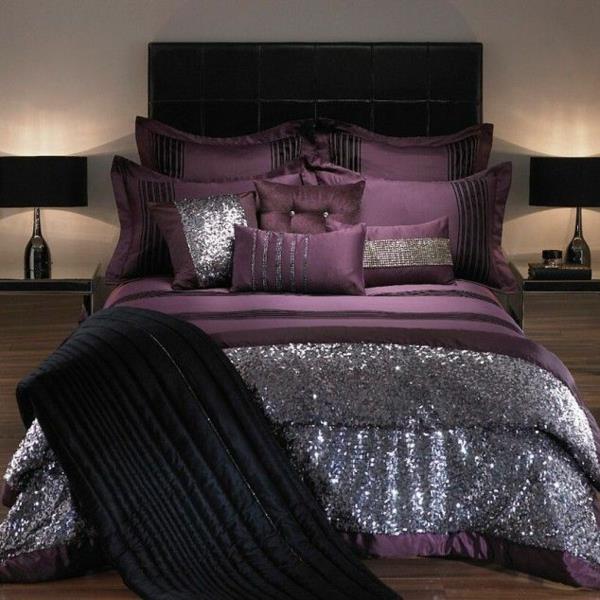 makuuhuoneen suunnitteluideoita violetilla mustalla hopealla