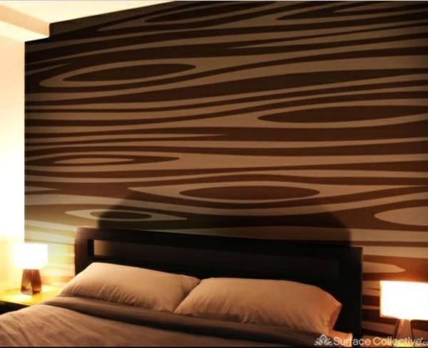makuuhuoneen seinän suunnittelu vuode seinätaustakuva ruskea