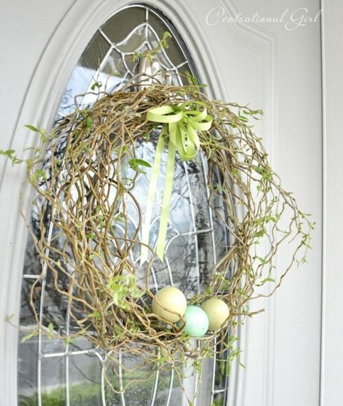 yksinkertaisesti alkuperäinen seppele pääsiäismunat ovi soikea lasi etukuisti