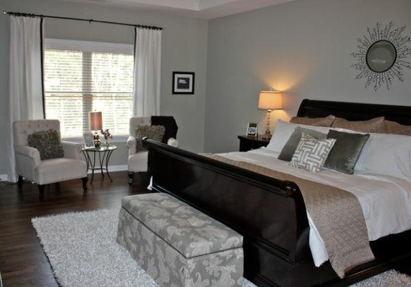 rekisänky täydellinen yksinkertainen tila makuuhuone harmaat värit