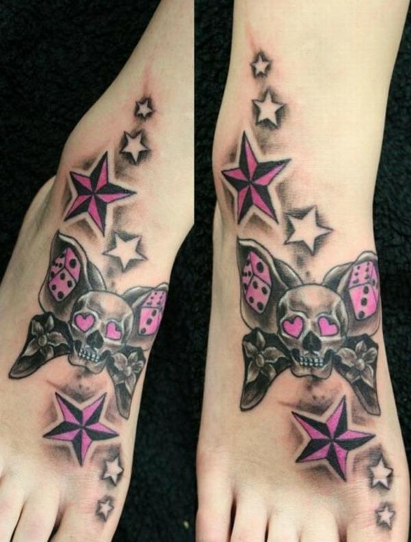 perhonen kallo noppaa tähti tatuointi