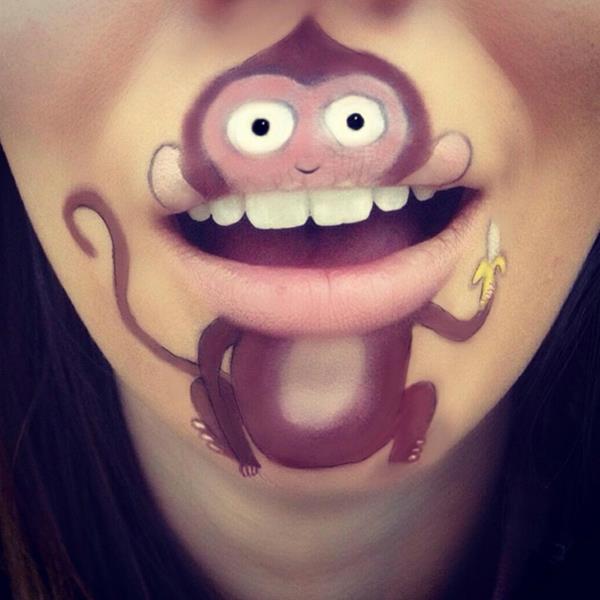 Make up cool sarjakuvahahmot huulet apina banaani