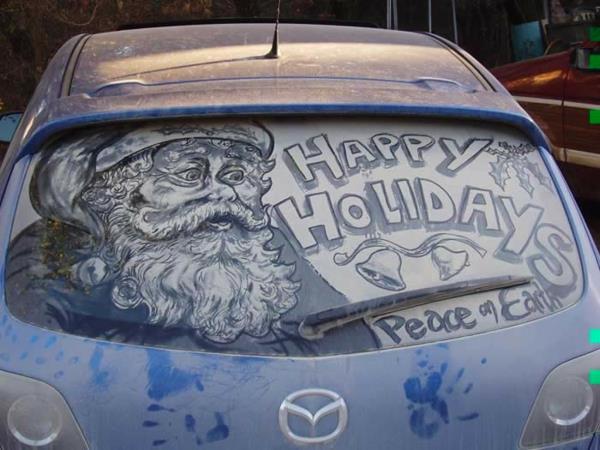 likainen autot taide pöly maalauksia joulupukki