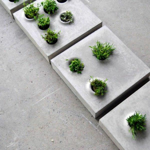 kauniita puutarhaideoita puutarhakuvia puutarhakoristeita betoni