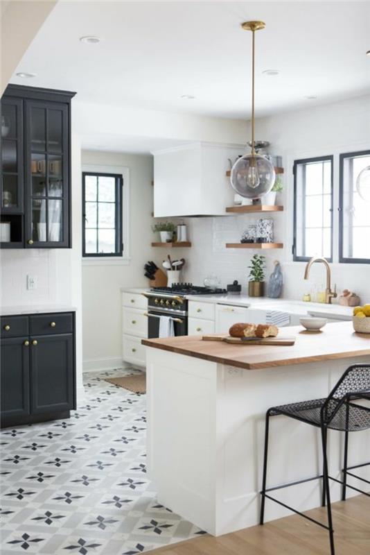 kauniit keittiöt kuvat keittiön suunnitteluideat puupaneelikeittiösaaren lattialaatat