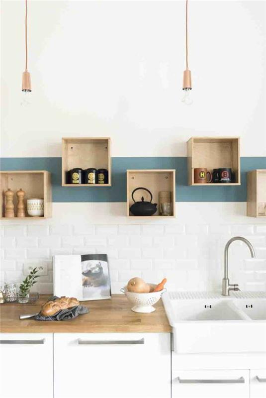 kauniit keittiöt kuvat keittiön suunnitteluideat seinähyllyt puu