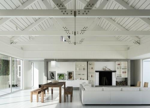 kauniita olohuone -ideoita minimalistiseen valkoiseen