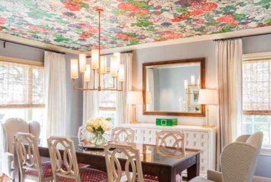 Kattorakenne kattoideoita kiehtova kattorakenne ruokailutilassa kauniit katot ruokasalin katto värilliset kukat