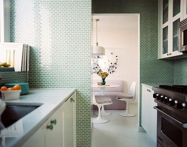 kauniita suunnitteluideoita pieniin keittiöihin värit laatta seinä vihreä