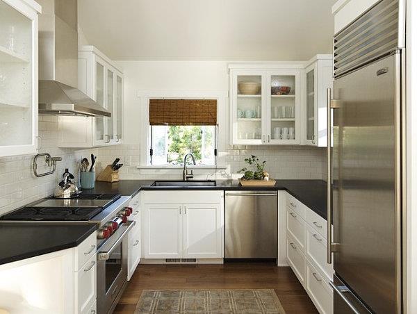kauniita suunnitteluideoita pieniin keittiöihin värit valkoinen harmaa