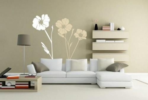 kaunis tuoreet kukat kuvio sisustus valkoinen olohuone