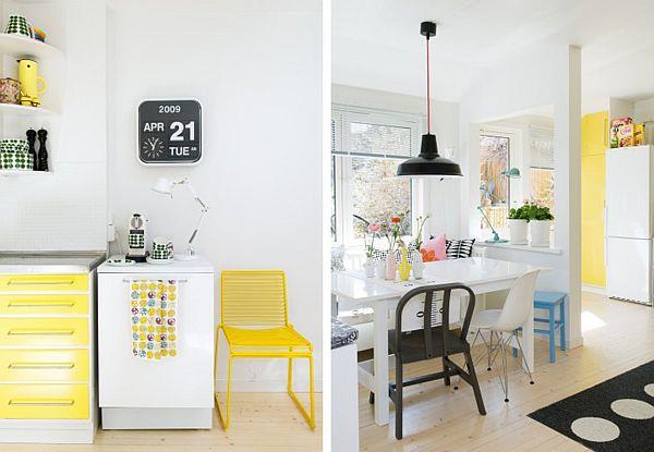 kauniit keittiöt värimaailma voinen keltainen huonekalut moderni