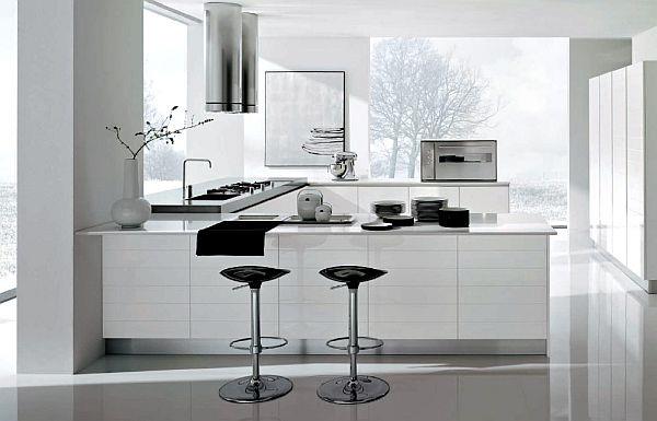 kaunis keittiön värivalikoima valkoinen musta klassinen yhdistelmä