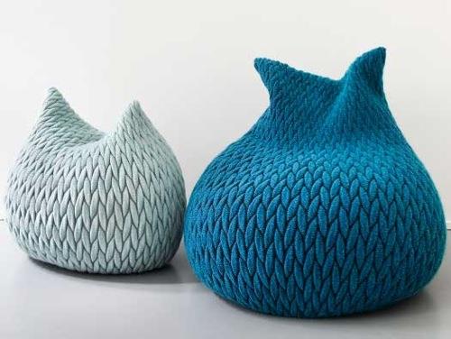 kauniit pouf -mallit neulottu sininen vaalea tumma idea