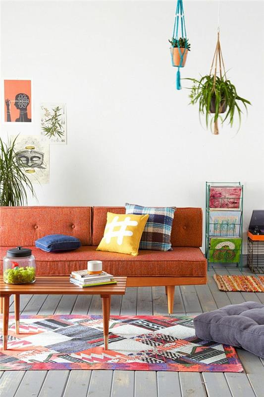 kauniit sohvat vuosisadan puolivälissä moderni sohva oranssi matto