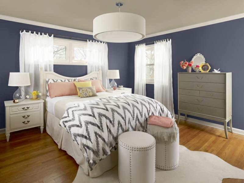 kauniita seinän värejä ideoita makuuhuoneen seinän väri sininen