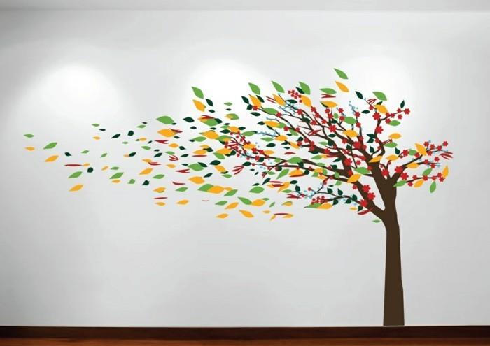 kauniit seinätarrat värilliset puun putoavat lehdet