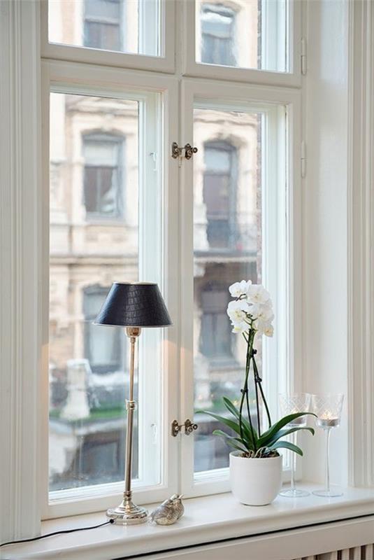 kauniita koti -ideoita ikkunalauta koristele kasvi pöytävalaisin