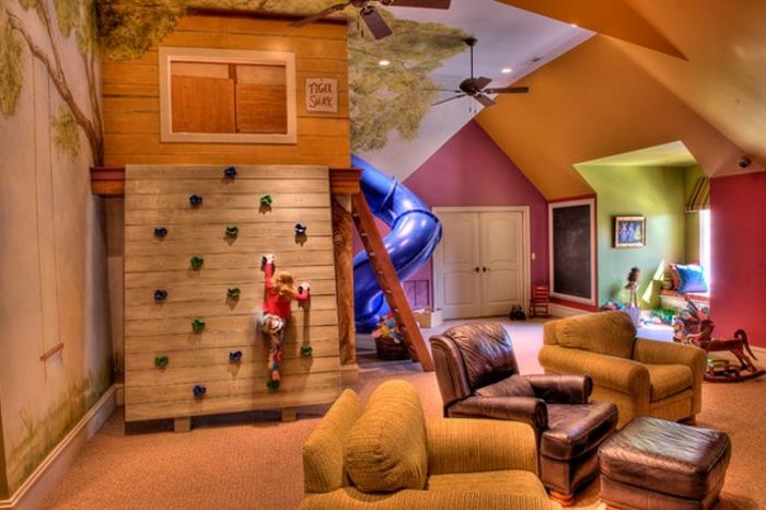 kauniita asumisideoita ylellisempiin lastenhuoneisiin, joissa on kiipeilyseinä