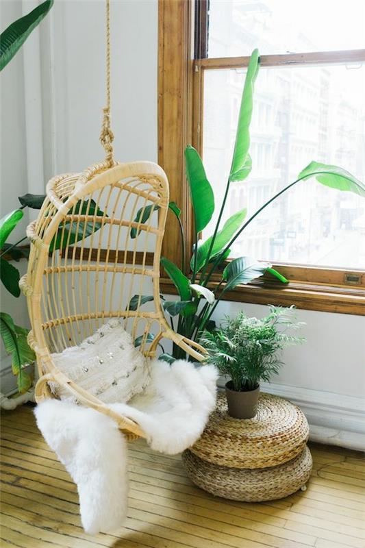 kauniit sisäkasvit helppohoitoiset kuvat rottinkikalusteet roikkuvat paju nojatuolit
