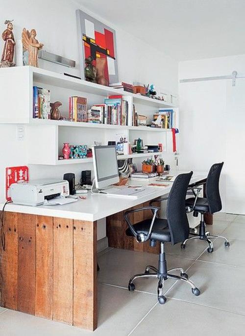 kirjoituspöytä rakenna itse diy -toimistoideoita puulaudat luonnonpuusta valkoinen puulevy