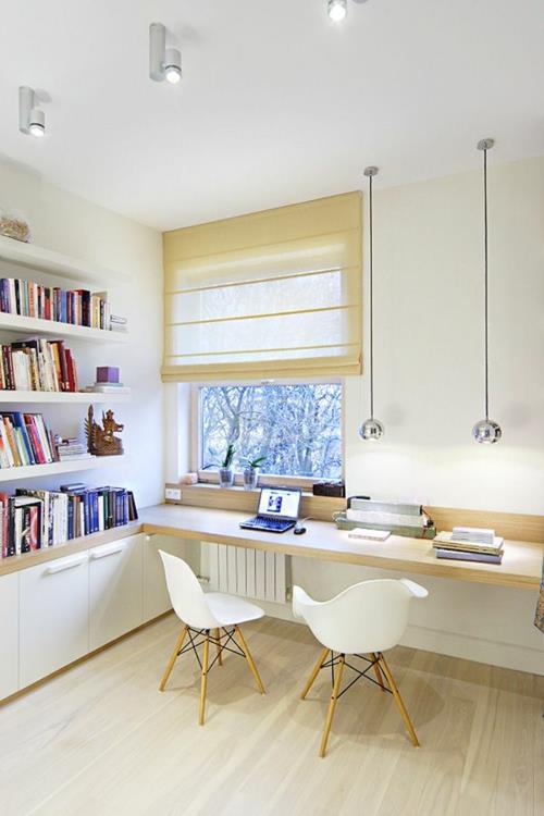 tee oma työpöytäsi diy ideoita puupaneeli valo kirjahylly skandinaavinen muotoilu