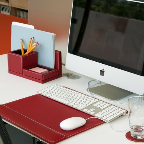 rakenna oma työpöytäsi kotitoimisto tyylikäs nahka omena