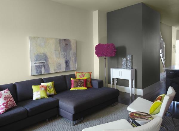 musta sohvan väri harmaa lattiavalaisin upea kaunis seinäväri olohuone