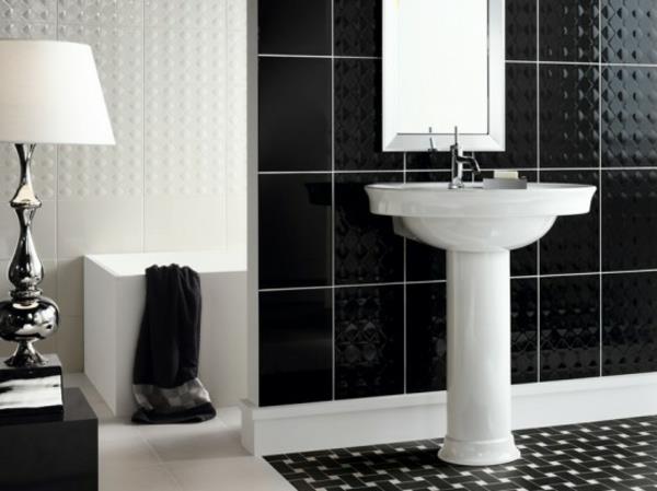 musta valkoinen kylpyhuoneen laatta -pesuallas