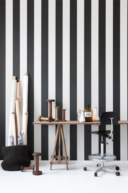 mustavalkoiset tapetit raidat kuvio art deco