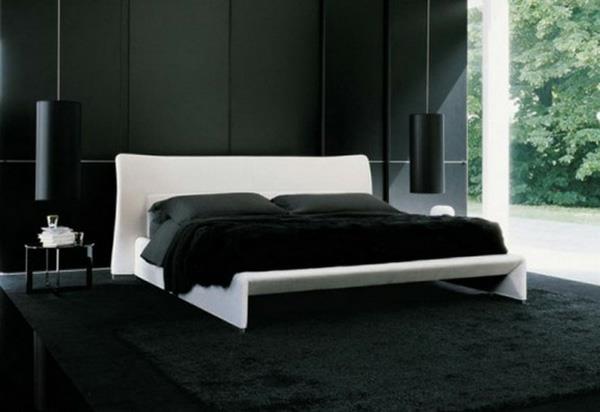 mustat seinät idea makuuhuoneen suunnittelu valkoinen pääty